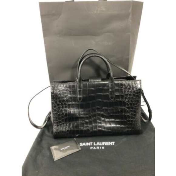 Yves Saint Laurent YSL Hand Bag Tote Purse Black - Picture 2 of 12